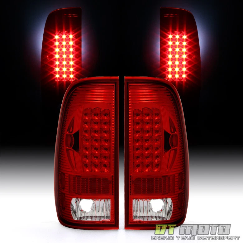 1999-2007 Ford F250 F350 F45 SD 1997-2003 F150 Red LED Tail Lights Signal Lamps - Image 4 of 4