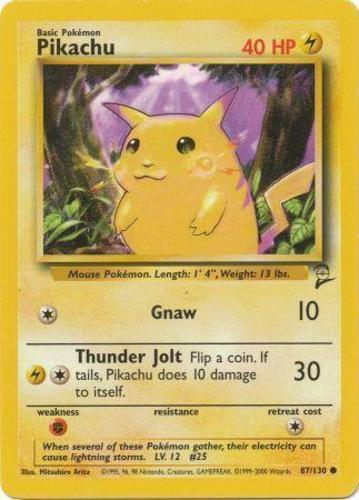 Pokemon - Pikachu - 87/130 - Common - Unlimited Edition - Base Set 2 - NM - Picture 1 of 1