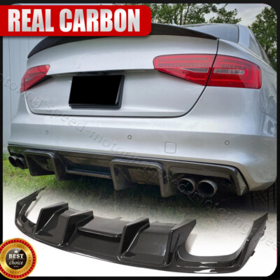 Fits Audi A4 S-line S4 B8.5 2013-16 Rear Bumper Diffuser Lip Spoiler REAL CARBON