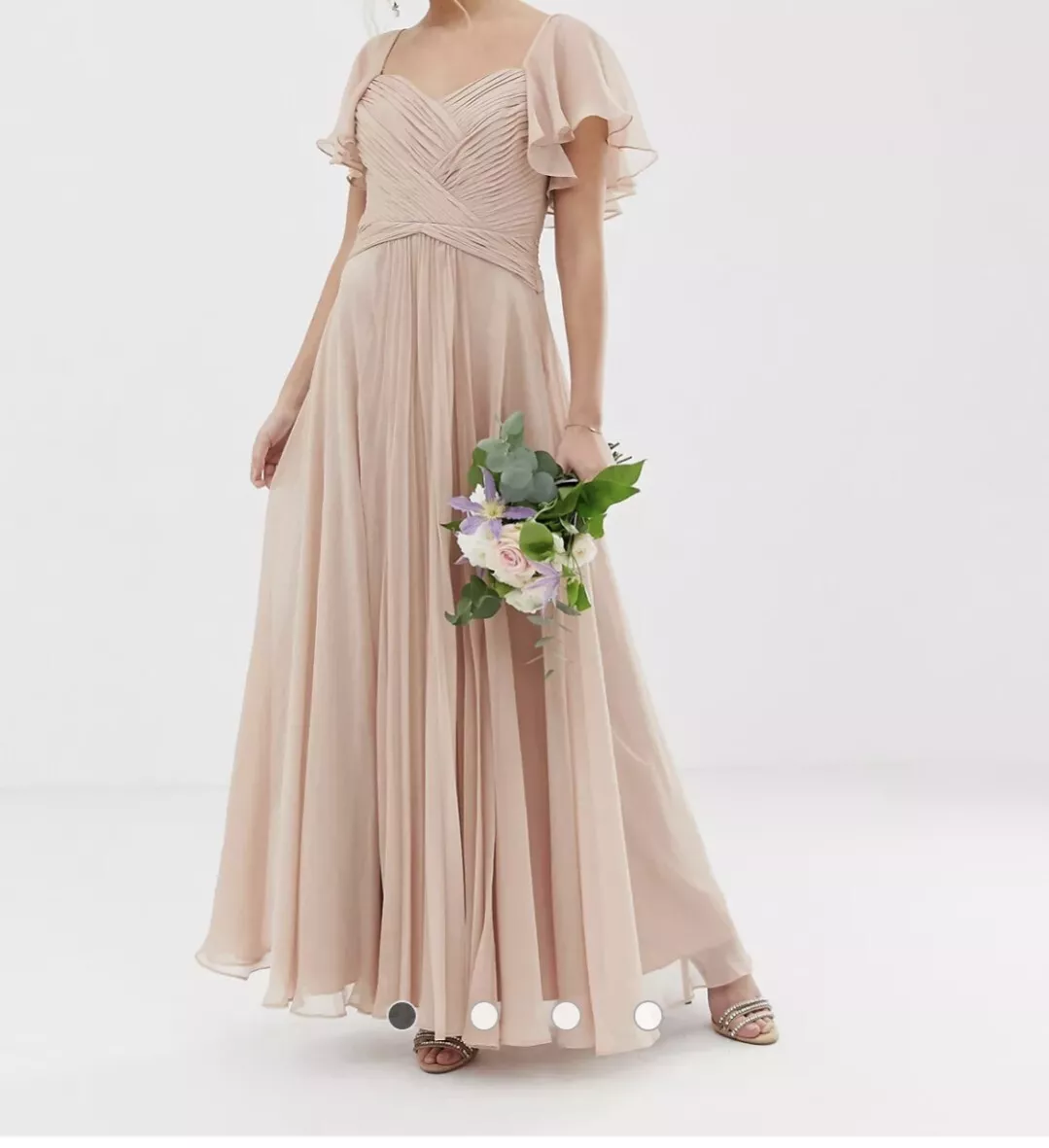 Blush flutter top sleeve dress