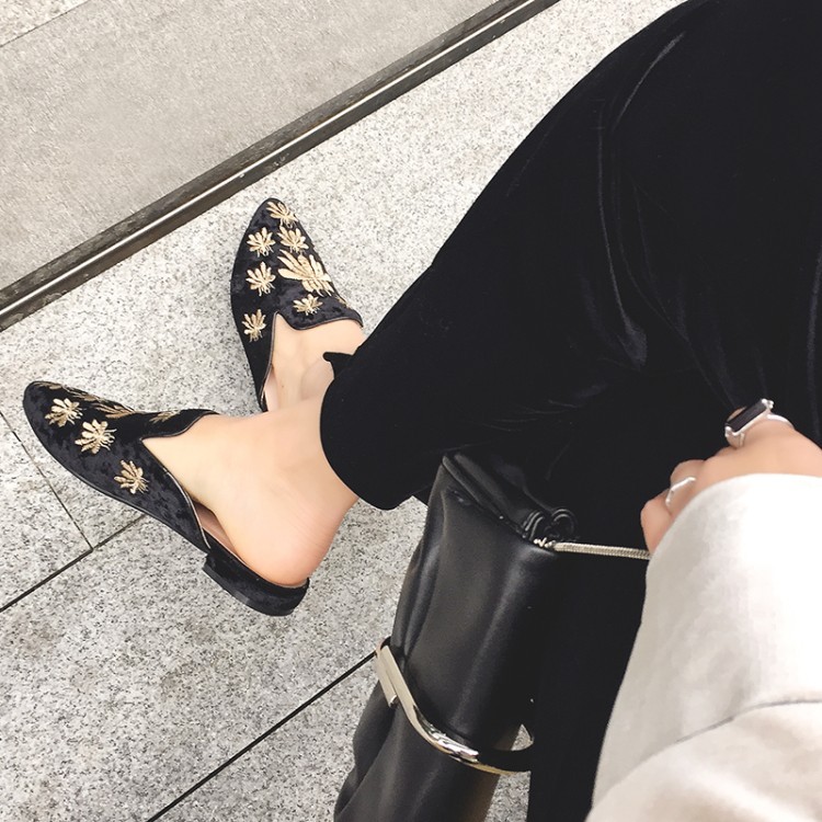 velours style féminin sur la la la broderie floral chaud pantoufle mules nouvelles chaussures feuillet 52b8e8 velours style féminin sur la la la broderie floral chaud pantoufle mules nouvelles chaussures feuillet 52b8e8