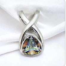 Lia Sophia "Mystic Fire" Silver Tone Color Changing Crystal Stone Pendant Slide