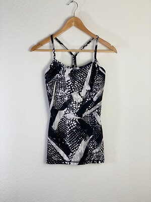 Lululemon Power Y Black White Static Mist Tank Top Sz 4