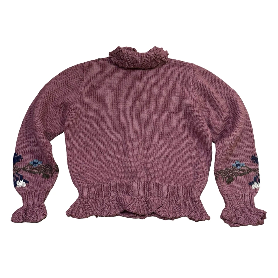 Cárdigan Floral Vintage ASTON 100% Lana Botón Cuello Frontal/Rosa Polvoriento Foto 4 de 4