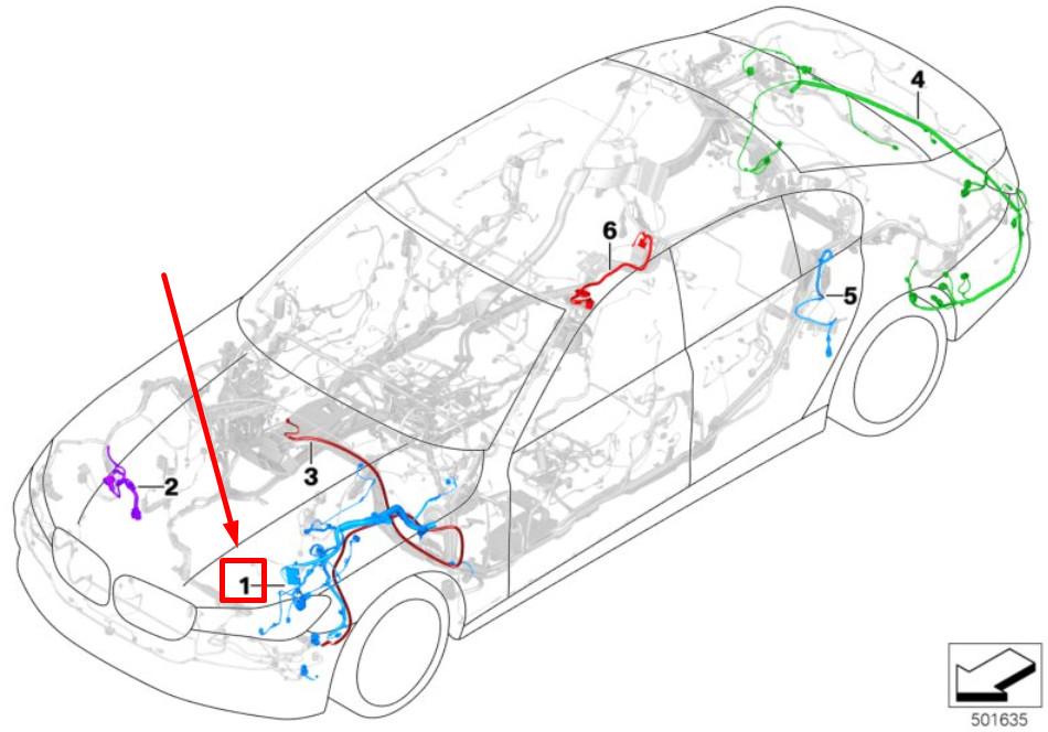 NEW BMW 5 G30 FRONT RIGHT REPAIR WIRING SET 61129890963 9890963  