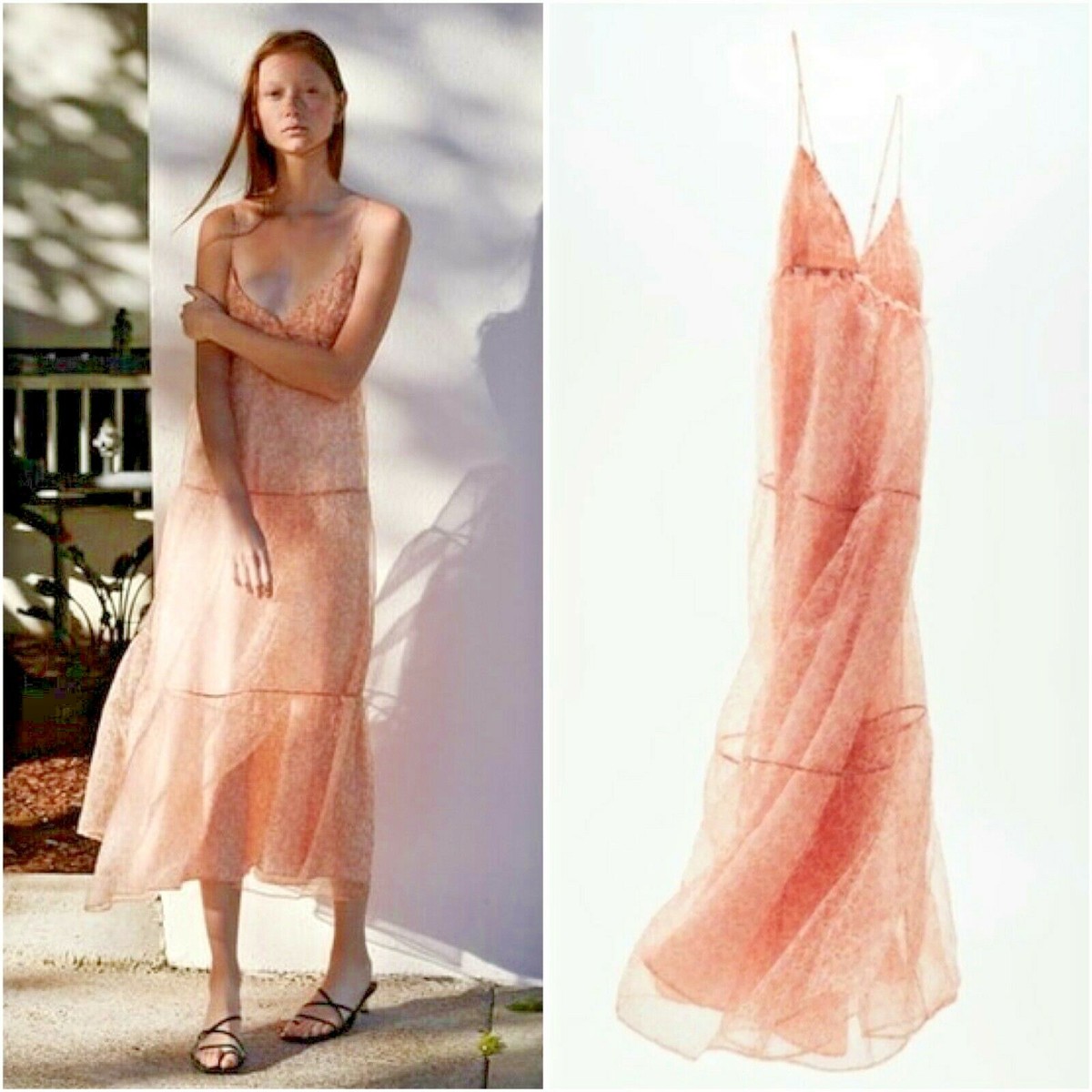 floral organza dress zara PRINTED ORGANZA DRESS WITH EMBROIDERY - Ecru
