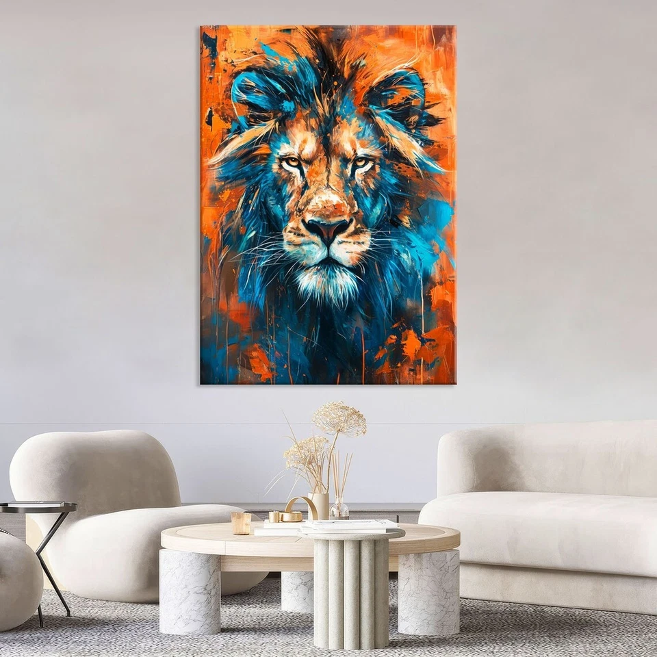 Lion Wall Art, Lion Art Canvas Wall Art Living Room Decor, Wild Animal Art, - Image 2 of 4