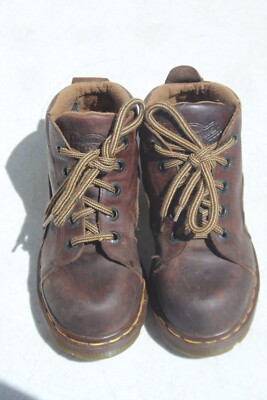 VTG Doc Martens Youth Brown Leather Chunky Boots Size 3 (UK 2