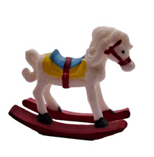 Vintage 1" Miniature CHILD TOY ROCKING HORSE Doll House Plastic