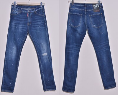 DSQUARED2 Ibrahimovic Icon Men's Jeans Denim Blue Distressed Size 50