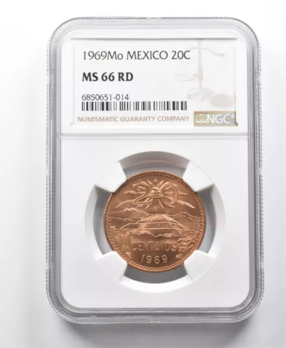 1969 Mo Mexico 20 Centavos MS66 RD NGC *8681