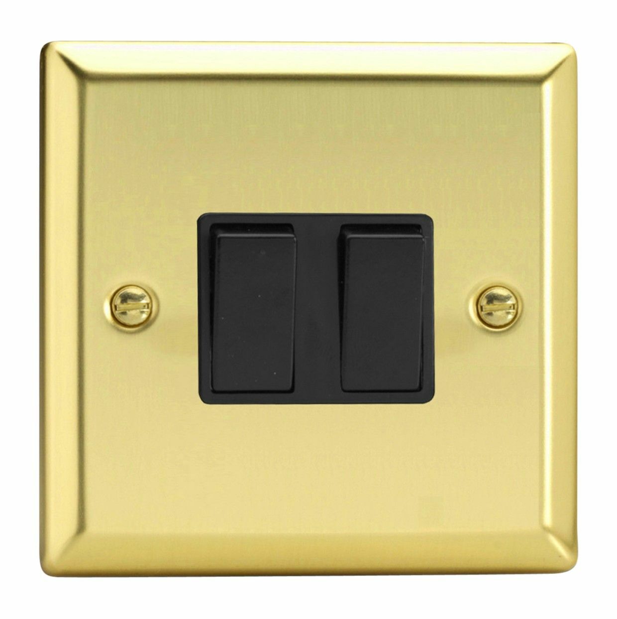 Varilight XV71B Victorian Polished Brass 2 Gang Rocker Switch (Int + 2 Way)