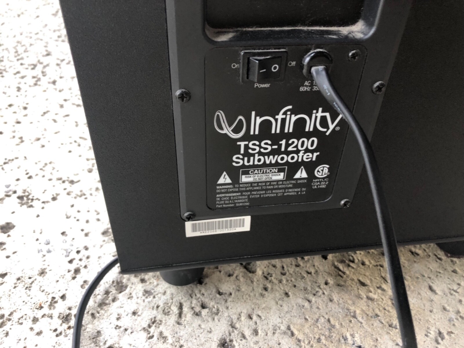 infinity tss 1200 subwoofer