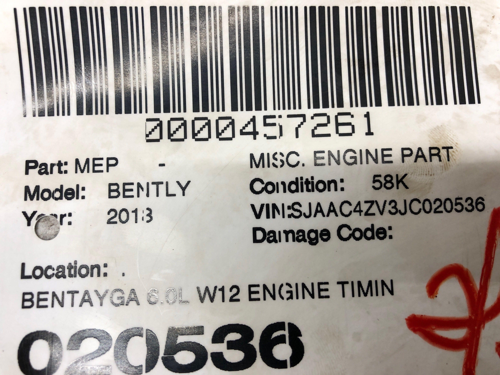 2016-2020 BENTLEY BENTAYGA 6.0L W12 ENGINE TIMING CHAIN TENSIONER SET 2 PCS OEM