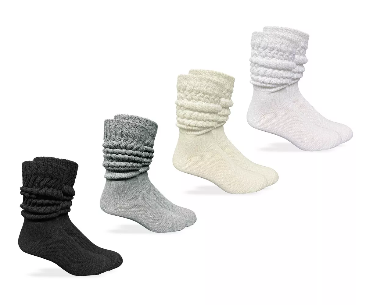 Jefferies Socks Mens Slouch Scrunch Thick Heavy Cotton Knit Crew Socks 3  Pair