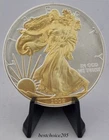 Silver Coin: 2009 Walking Liberty, 1 oz Fine Silver + Gold Application.-