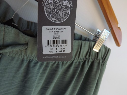 New Autograph Pants 18 Womens Green Cargo Elastic Waist Lightweight Polyester - Picture 6 of 8
