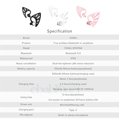 YOWU True Wireless Bluetooth Earphone Halloween Elf COSPLAY Headphones - Picture 9 of 12