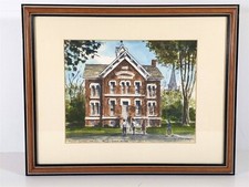 Evergreen Park ILL First School House 1875 Gray's Watercolor Framed Print