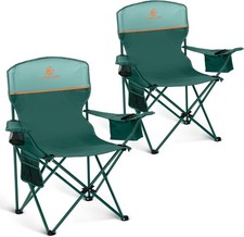 2 Pack Folding Camping Chairs Outdoor Lawn Chair Support 250lbs Green