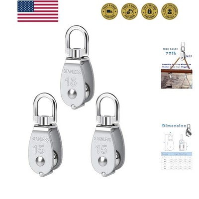 Cable Pulley, Can Swivel Rope Pulley 304 Stainless Steel Pulley Block Small H...