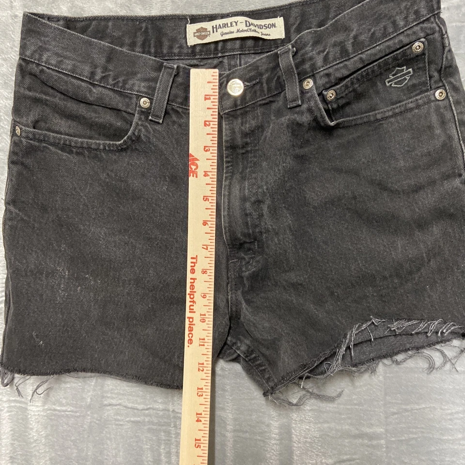 Pantalones cortos de mezclilla Harley Davidson para mujer talla 10 negros Foto 4 de 4