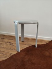 Trix Vintage 1980s Stool By Metalplastica Lucchese Made In Italy Grey Minimalist