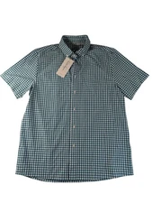 Walter Hagen Mens Medium Clubhouse Gingham Green/White Button Front Shirt $75