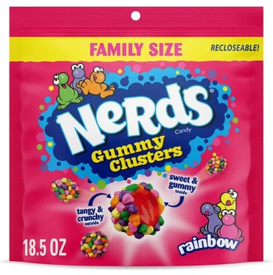 NERDS gummy clusters,candy, rainbow,crunchy and gummy, 18.5 oz bag...