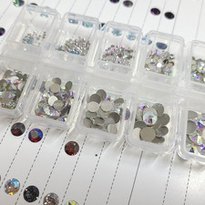 Swarovski 2088 Flatback Crystal AB Rhinestones Nail Art Set 443pcs Storage Case