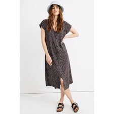 Madewell V-neck Floral Easy Midi Dress WMNS S Multicolor Cap Sleeve Fieldwalk