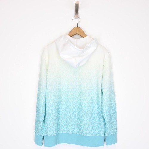 Michael Kors Blue and White Ombré Logo Full Zip Cotton Hoodie Jumper - Picture 3 of 6