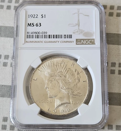 New Listing1922 Peace Dollar NGC MS 63 Philadelphia Silver $1 Coin KM#150