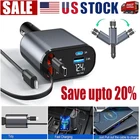 Retractable Car Charger 4 in 1 Fast Car Phone Charger 120W With USB Type C Cable