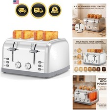 Versatile Retro Toaster - 4 Slices, 7 Toastin...