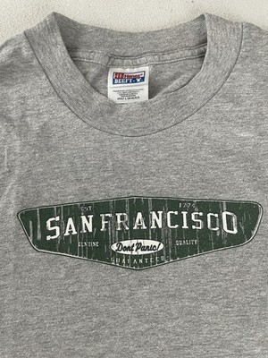 Vintage San Francisco Gray Hanes T-Shirt Tee Don t Panic Size Large Adult 42-44