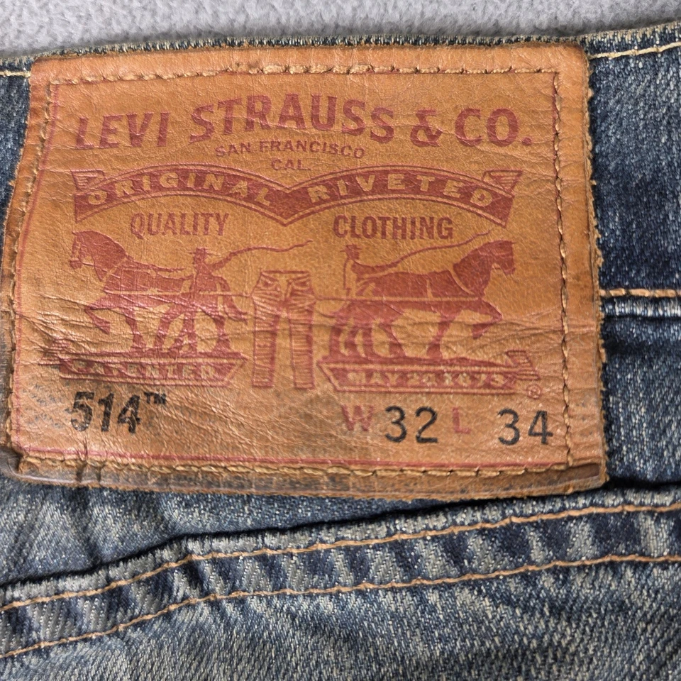 Jeans Levis 514 para hombre 34x30 ribete aplastado sucio lavado etiqueta 32x34 Foto 4 de 4