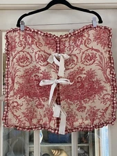 Designer Red Cream Toile Pillow Cover Ruffle Gingham 20” French Country Bows  