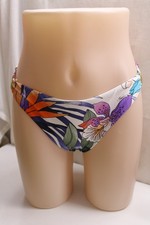 NWT- Trina Turk Amazonia California Shirred-Side Bikini Bottom L White Tropical