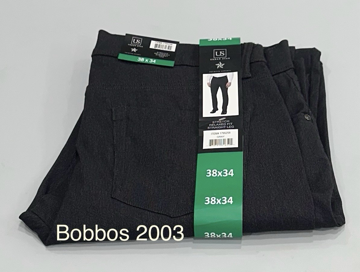 Urban Star Men's Stretch Relaxed Fit Straight Leg Pants, Gray, Size 38X34