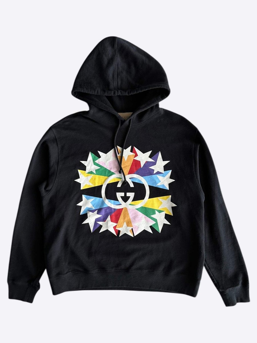 Gucci Black Multicolor Star GG Logo Hoodie | eBay