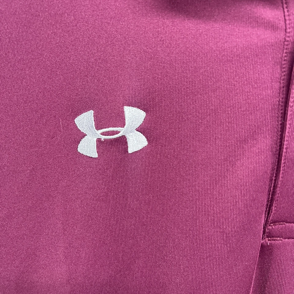 Under Armour Polo Shirt Men's XL Short Sleeve Loose Heatgear Logo Maroon Red - Image 2 of 4