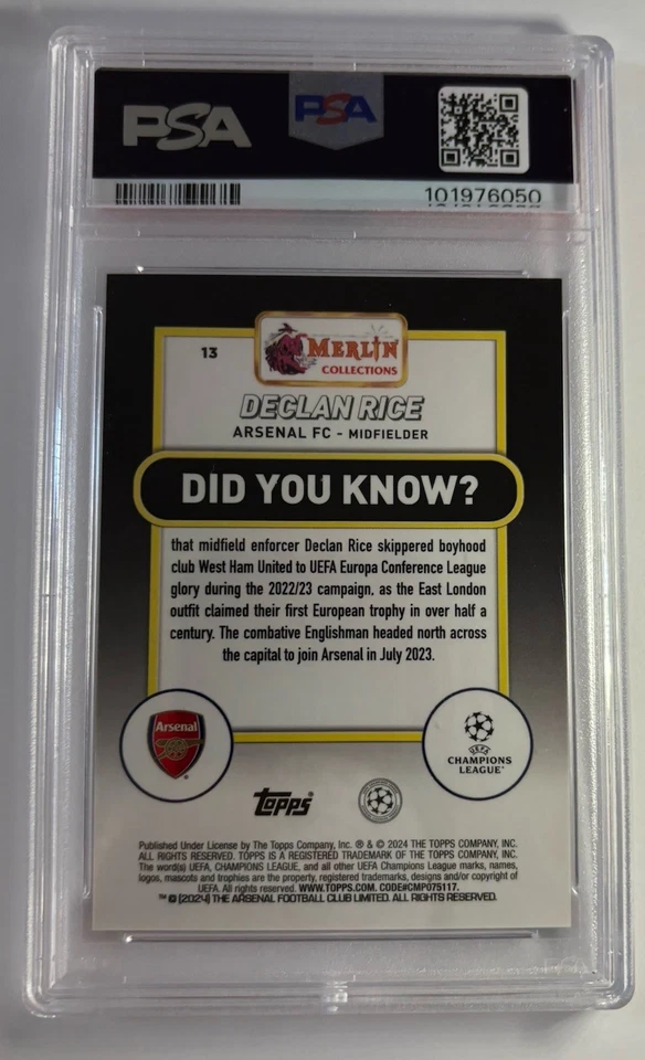 REFRACTOR DECLAN ARROZ 2024 TOPPS CROMO MERLÍN PÚRPURA/15 PSA 10 Foto 2 de 2