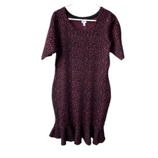 NWT Dressbarn size L animal print sweater dress tulip hem flouncy hem.