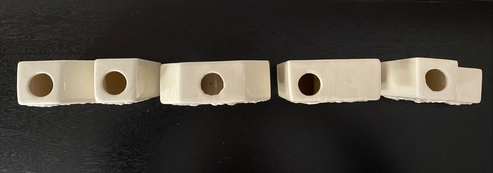 Vintage Ceramic NOEL Candle Holders Retro Christmas Mantle Letters 4"