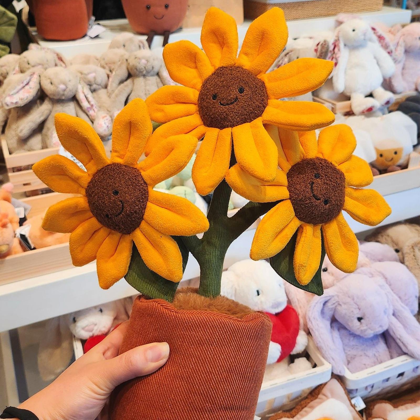  Amuseable Sunflower ひまわり ぬいぐるみ Jelly Cat Amuseables Sunflower Set - 3 Happy Plants In Pot Plush