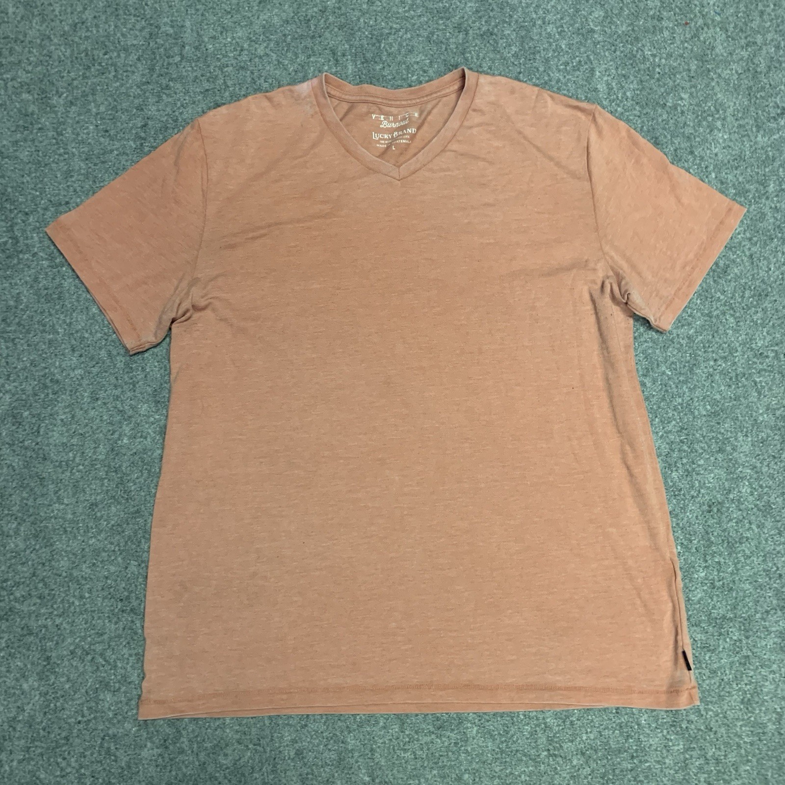 Lucky Brand Mens Venice Burnout Shirt Short Sleeve Vneck Soft Stretch Size Large