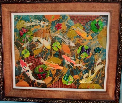 Marcus Glenn- Why Not Sit And Ponder - Large Multi Media Resin Koi Pond