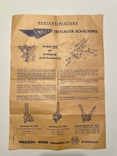 Montageanleitung  Simplex  Tretlager Schaltung Modell 223 Präzision-Werke PWB