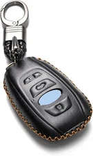 Leather Smart Key Fob Case Cover with Various Vehicles 2014 - 2025  Black